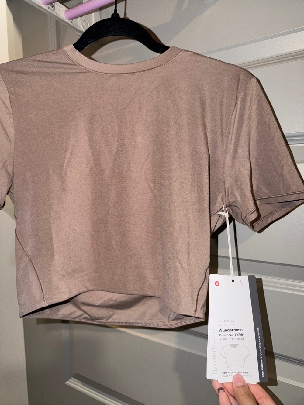 Lululemon Wundermost Crew Neck T Shirt Cropped Light Brown Great used condition